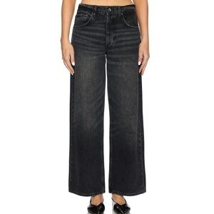 NWT Anine Bing Manon High Rise Relaxed Wide Leg Jeans Dark Stone Grey Gray 28